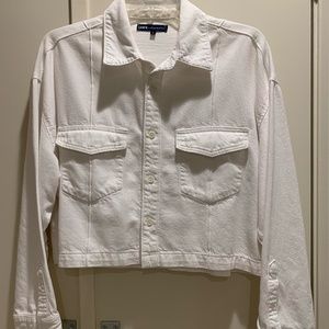 Levi 's "Made and crafted "White denim long sleeve cropped shirt..size small